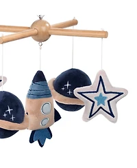 Lambs & Ivy Sky Rocket Planets/Stars Musical Baby Crib Mobile Soother Toy- Blue