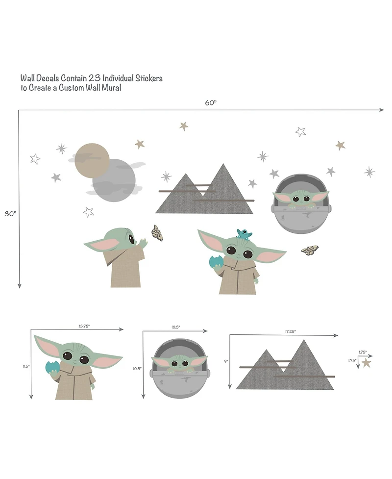 Lambs & Ivy Star Wars The Mandalorian The Child/Baby Yoda Wall Decals