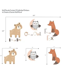 Bedtime Originals Animal Alphabet Beige/Gray Bear/Owl/Fox Woodland Wall Decals