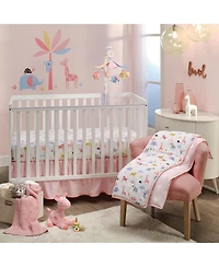 Lambs & Ivy Snuggle Jungle Pastel Safari Cotton Jersey 3-Piece Crib Bedding Set