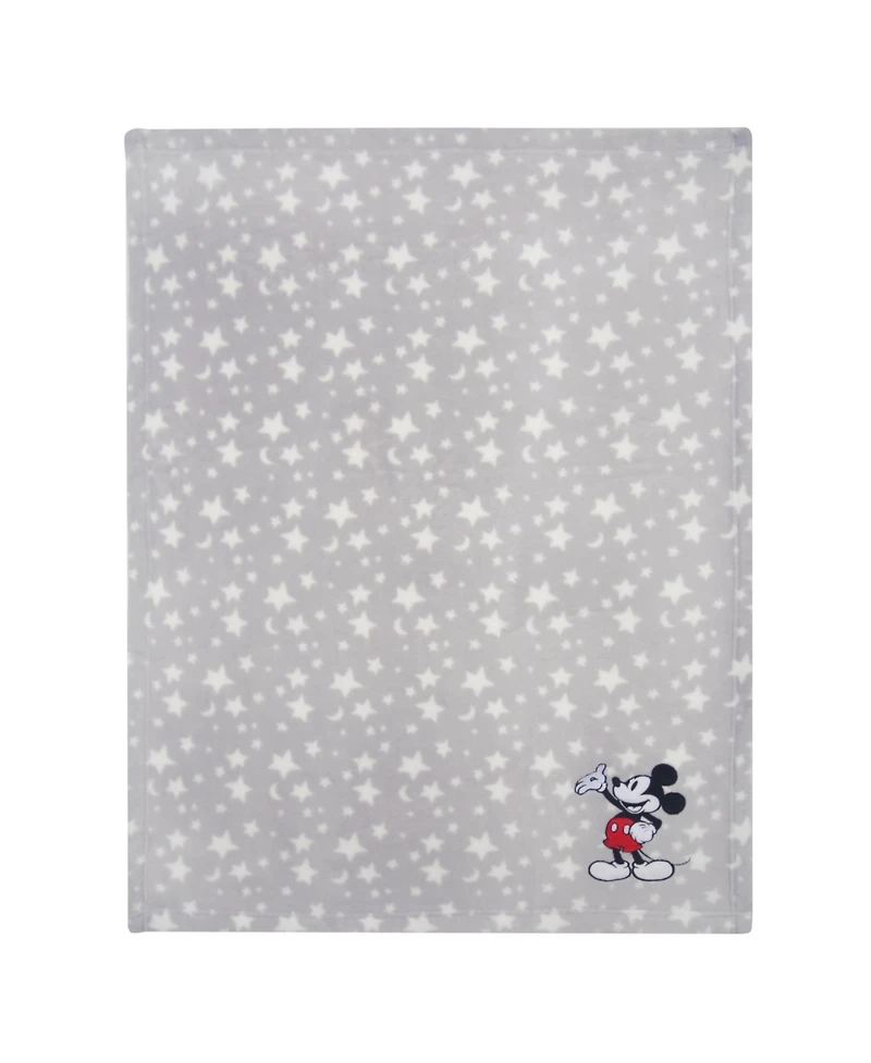 Lambs & Ivy Disney Baby Mickey Mouse Stars Gray Soft Fleece Baby Blanket