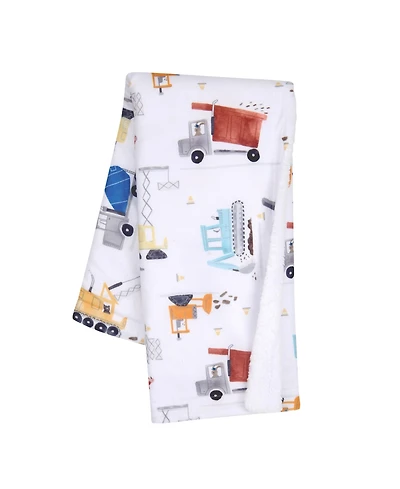 Bedtime Originals Construction Zone White Cozy Fleece Trucks Baby Blanket