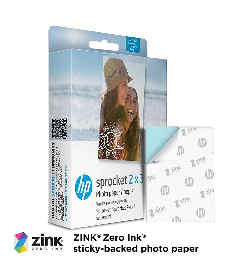 Hp Sprocket 2x3” Premium Zink Sticky Back Photo Paper - 100 Sheets