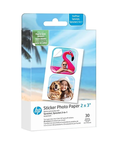 Hp Sprocket 2x3" Pre-Cut Stiker Photo Paper - 30 Sheets