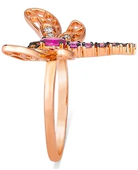 Le Vian Multi-Gemstone (3/8 ct. t.w.) & Diamond (1/6 ct. t.w.) Dragonfly Ring in 14k Rose Gold