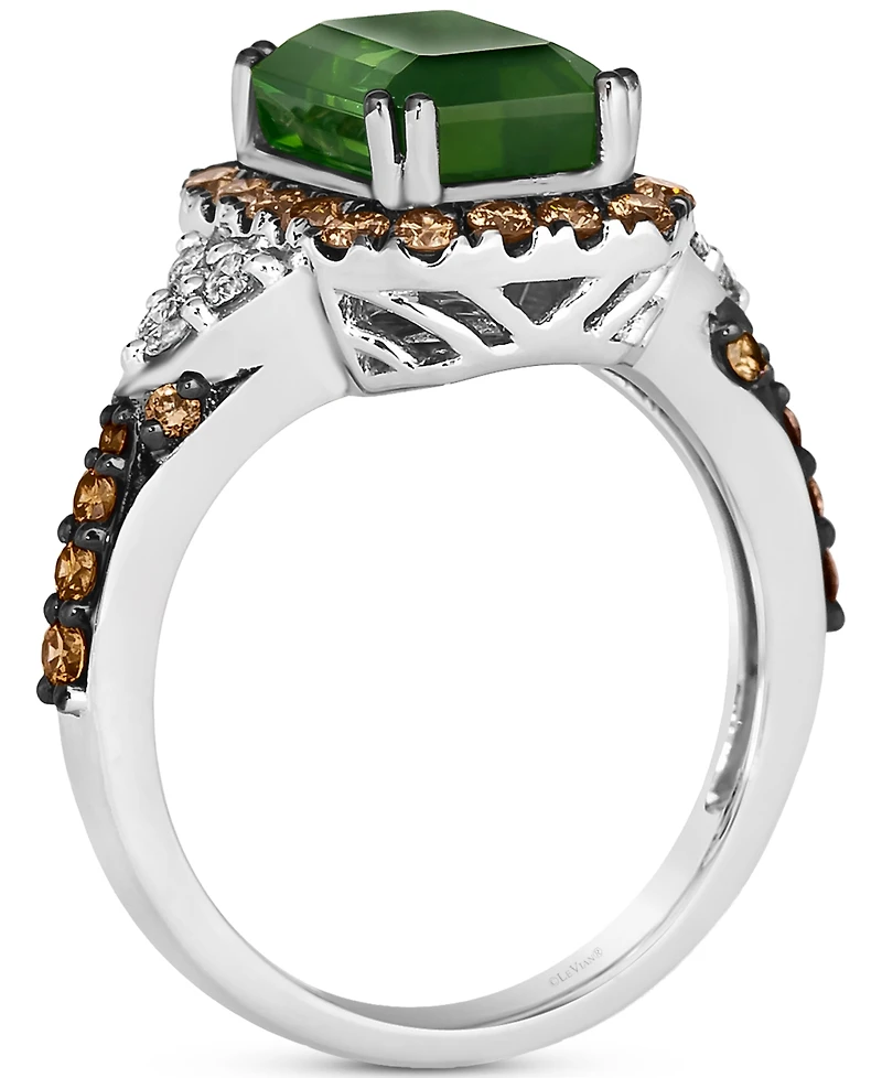 Le Vian Couture Hunters Green Tourmaline (2-1/4 ct. t.w.), Chocolate Diamonds (5/8 ct. t.w.) & Nude Diamonds (1/5 ct. t.w.) Square Halo Ring in Platin