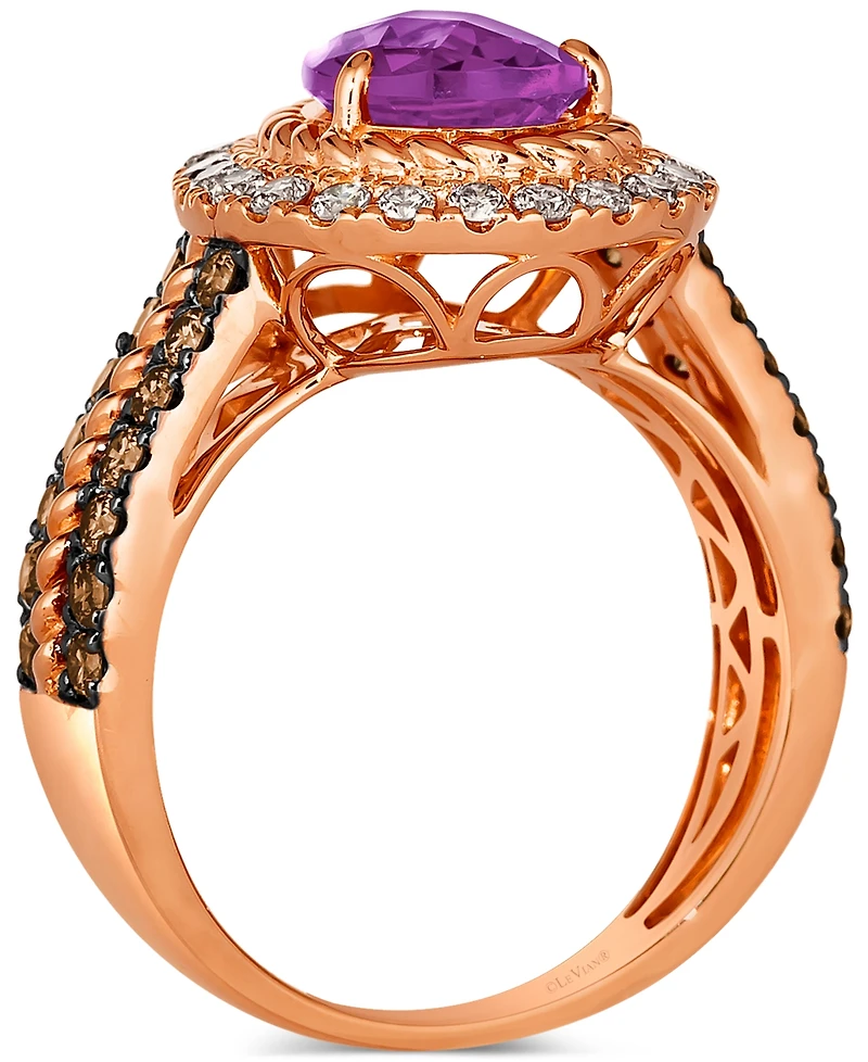 Le Vian Grape Amethyst (1-5/8 ct. t.w.), Chocolate Diamonds (1/2 ct. t.w.) & Nude Diamonds (1/2 ct. t.w.) Pear-Shape Ring in 14k Rose Gold