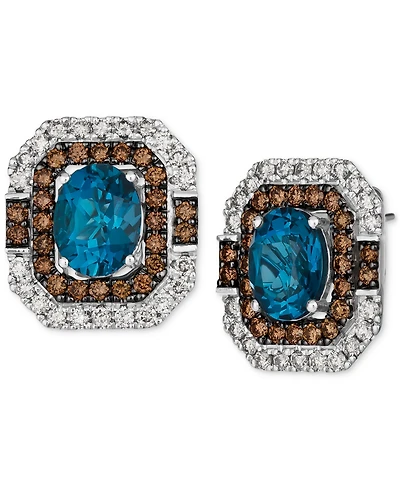 Le Vian Deep Sea Blue Topaz (3-1/2 ct. t.w.) & Diamond (1-5/8 ct. t.w.) Stud Earrings in 14k White Gold
