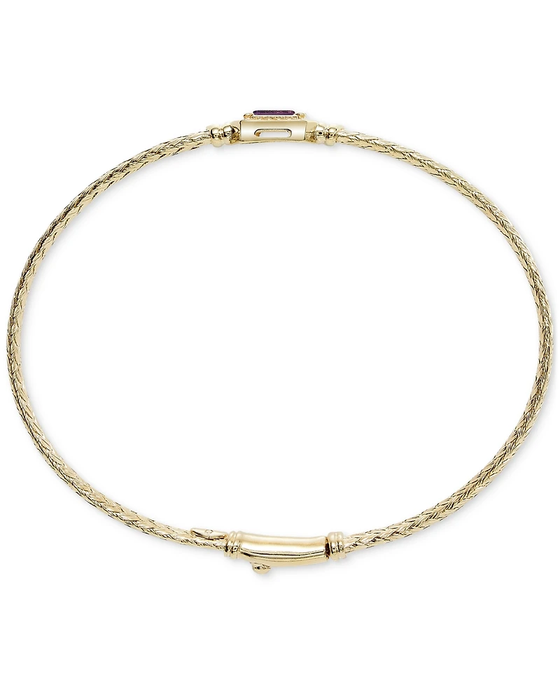 Garnet & White Topaz (1/5 ct. t.w.) Woven Bangle Bracelet 14k Gold-Plated Sterling Silver (Also Citrine, Swiss Blue Topaz, Morganite, Amethyst,