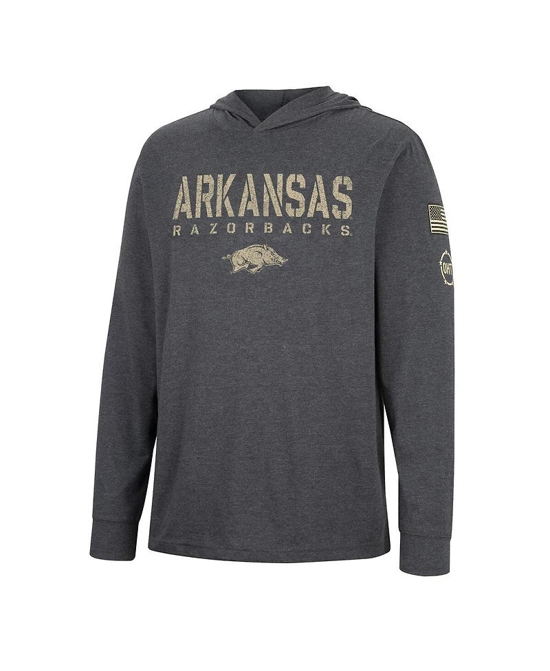 Men's Colosseum Charcoal Arkansas Razorbacks Team Oht Military-Inspired Appreciation Hoodie Long Sleeve T-shirt