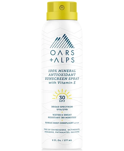 Oars + Alps 100% Mineral Antioxidant Sunscreen Spray Spf 30, 6 oz.