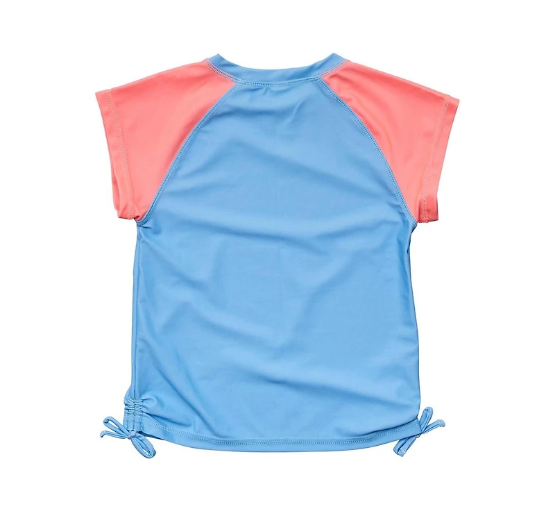 Toddler, Child Girls Cornflower Peach Sleeve Ss Rash Top