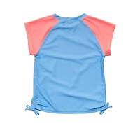 Toddler, Child Girls Cornflower Peach Sleeve Ss Rash Top