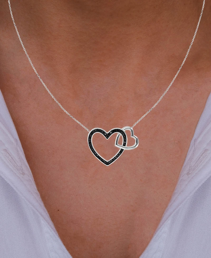 Macy's Spinel Interlocking Heart Necklace (1/2 ct. t.w.) in Sterling Silver