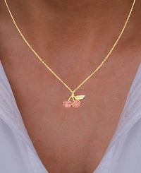 Macy's Cubic Zirconia Cherries Necklace (7/8 ct. t.w.) in 14k Gold Over Sterling Silver