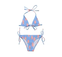 Snapper Rock Big Girls Toddler|Child Beach Bloom Shirred Triangle Bikini