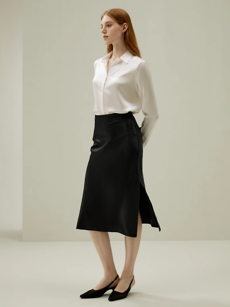 Lilysilk Women's Basic Concealed Placket Silk Shirt