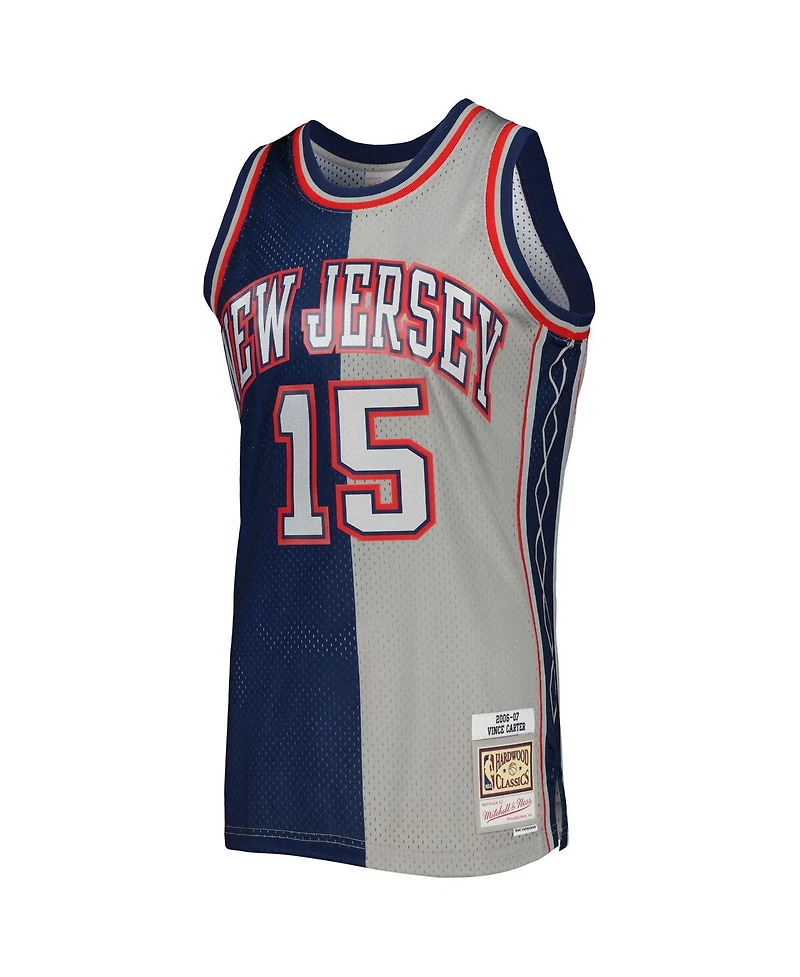 Men's Mitchell & Ness Vince Carter Navy, Gray New Jersey Nets Hardwood Classics 2006-07 Split Swingman Jersey