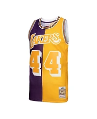 Men's Mitchell & Ness Jerry West Purple, Gold Los Angeles Lakers Hardwood Classics 1971-72 Split Swingman Jersey