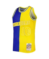 Men's Mitchell & Ness Tim Hardaway Royal, Gold Golden State Warriors Hardwood Classics 1990-91 Split Swingman Jersey