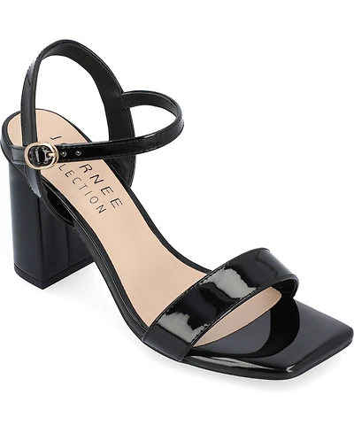 Journee Collection Women's Tivona Square Toe Block Heel Dress Sandals
