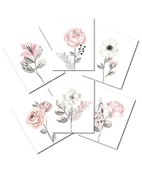 Lambs & Ivy Watercolor Floral Unframed Nursery Child Wall Art 6pc - Pink/Gray