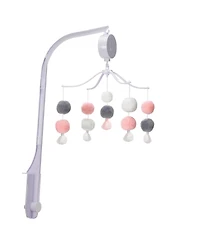 Bedtime Originals Blossom Pink/Gray Pom Pom Musical Baby Crib Mobile Soother Toy