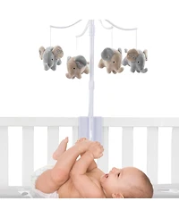 Bedtime Originals Elephant Love Musical Baby Crib Mobile Soother Toy - Gray