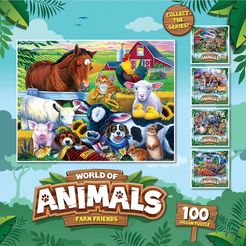 Masterpieces World of Animals - Farm Friends 100 Piece Jigsaw Puzzle