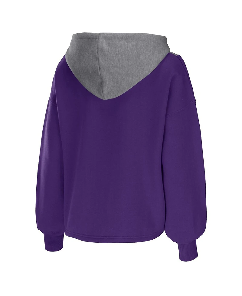 Women's Wear by Erin Andrews Purple Los Angeles Lakers Pieced Quarter-Zip Hoodie Jacket