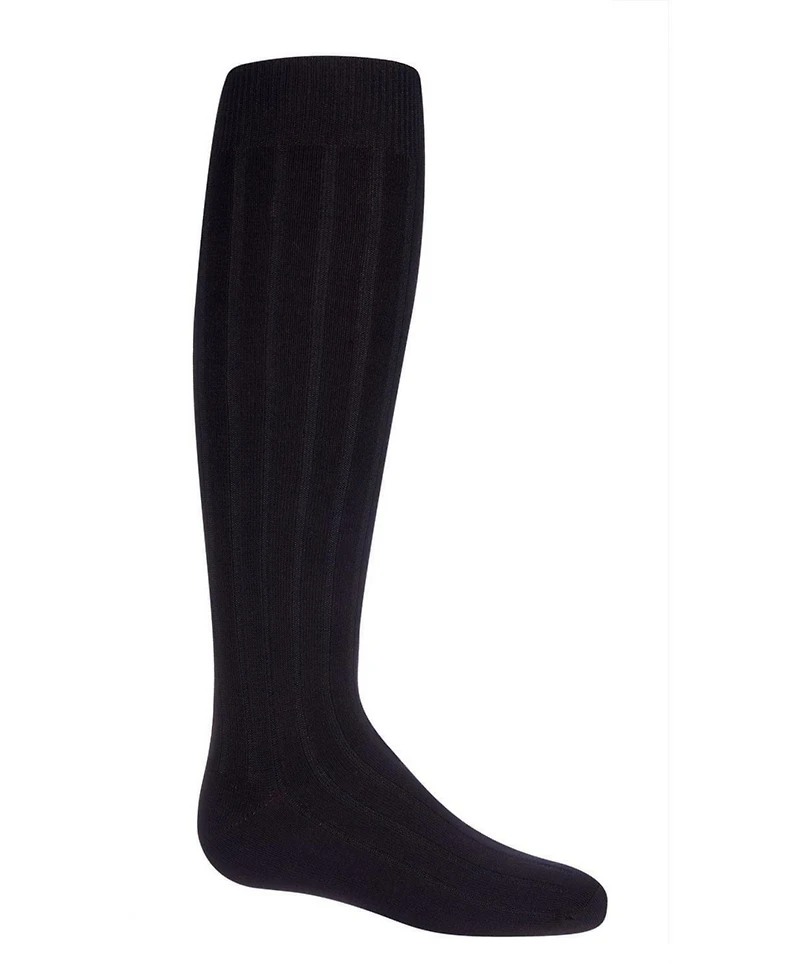 MeMoi Girls Wide Ribbed Cotton Blend Uniform Knee Socks