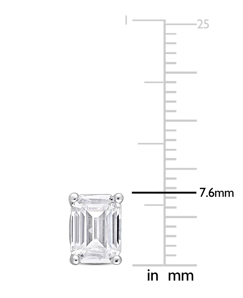 Macy's Emerald Cut Moissanite Stud Earrings 2 ct. t.w with Heart Detail in Sterling Silver