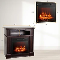 32" 1400W Electric Fireplace Mantel Tv Stand Space Heater W/ Shelf