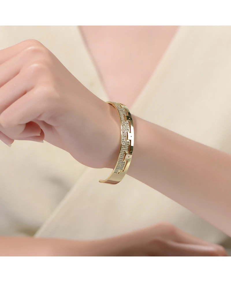 Ra Gold Plated with Cubic Zirconias Cuff Bracelet