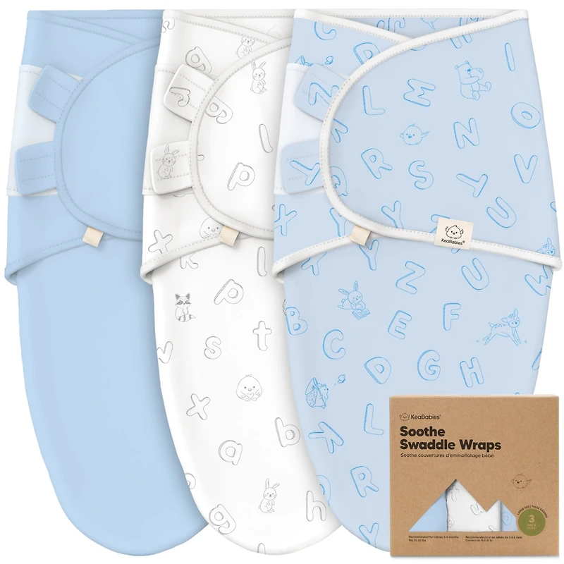KeaBabies 3pk Soothe Baby Swaddle, Organic Swaddle Sleep Sacks, Newborn, Infant Sack