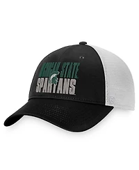 Men's Top of the World Black, White Michigan State Spartans Stockpile Trucker Snapback Hat