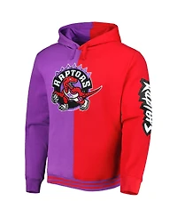 Men's Mitchell & Ness Purple, Red Toronto Raptors Hardwood Classics Split Pullover Hoodie