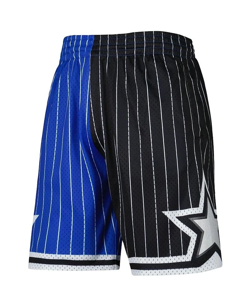 Men's Mitchell & Ness Blue, Black Orlando Magic Hardwood Classics 1994 Split Swingman Shorts