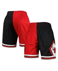 Men's Mitchell & Ness Black, Red Chicago Bulls Hardwood Classics 1997 Split Swingman Shorts