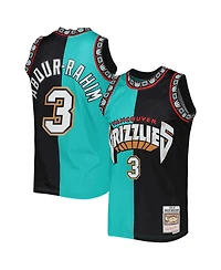 Men's Mitchell & Ness Shareef Abdur-Rahim Turquoise, Black Vancouver Grizzlies Hardwood Classics 1996-97 Split Swingman Jersey