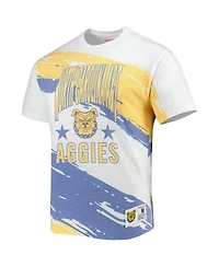 Men's Mitchell & Ness White North Carolina A&T Aggies Paintbrush Sublimated T-shirt