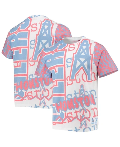Men's Mitchell & Ness White Houston Oilers Jumbotron 2.0 Sublimated T-shirt