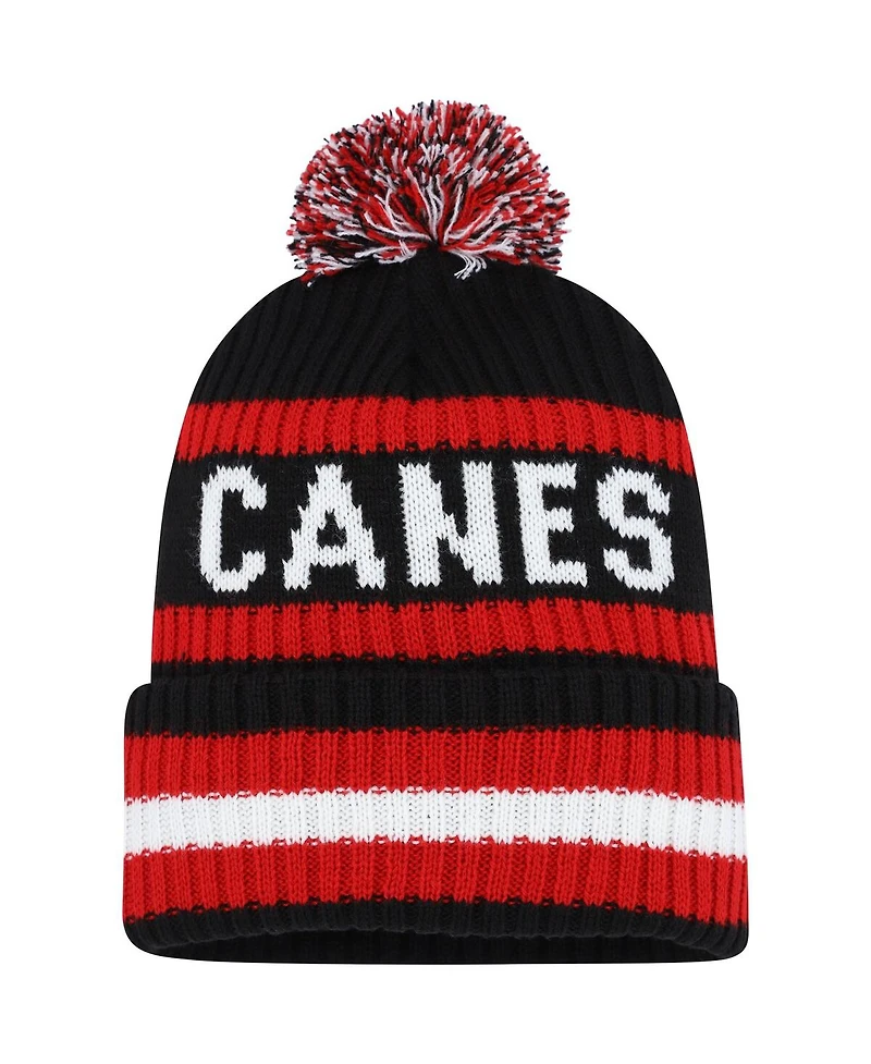 Men's '47 Brand Black Carolina Hurricanes Bering Cuffed Knit Hat with Pom