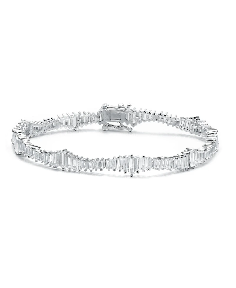 Ra Rhodium Plated Clear Cubic Zirconia Tennis Bracelet