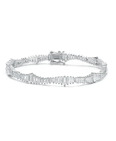 Ra Rhodium Plated Clear Cubic Zirconia Tennis Bracelet
