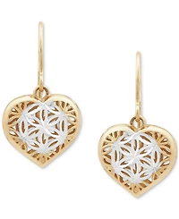 Openwork Heart Drop Earrings in 10k Gold, Created for Macy's