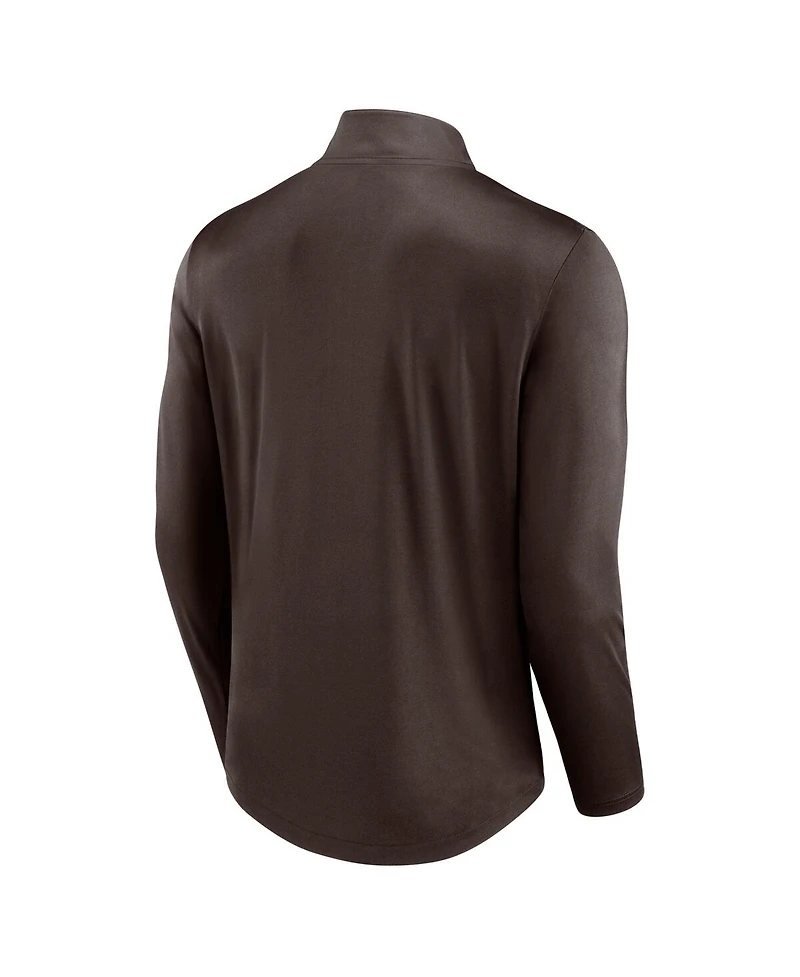 Men's Fanatics Brown Cleveland Browns Tough Minded Quarter-Zip Top