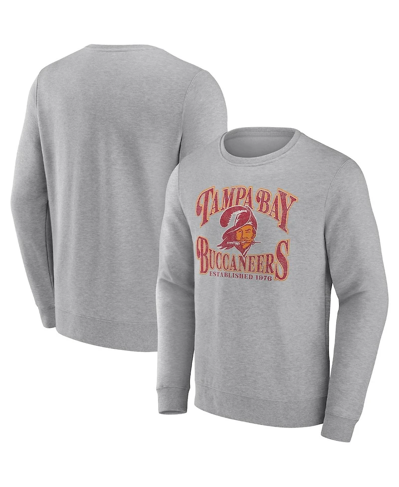 Men's Fanatics Heathered Charcoal Tampa Bay Buccaneers Playability Pullover Sweatshirt