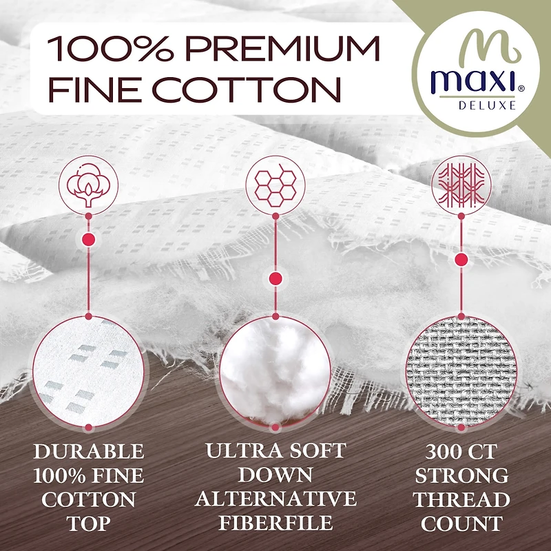 Maxi 100% Cotton Breathable Down Alternative Mattress Pad