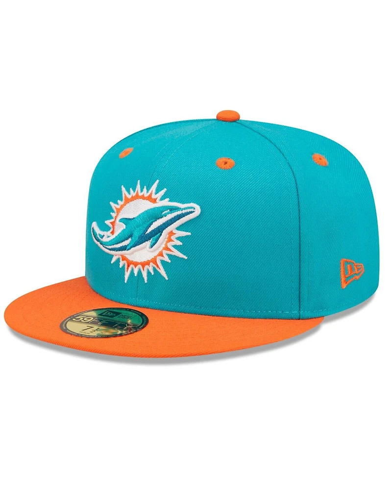 Men's New Era Aqua, Orange Miami Dolphins Flipside 59FIFTY Fitted Hat